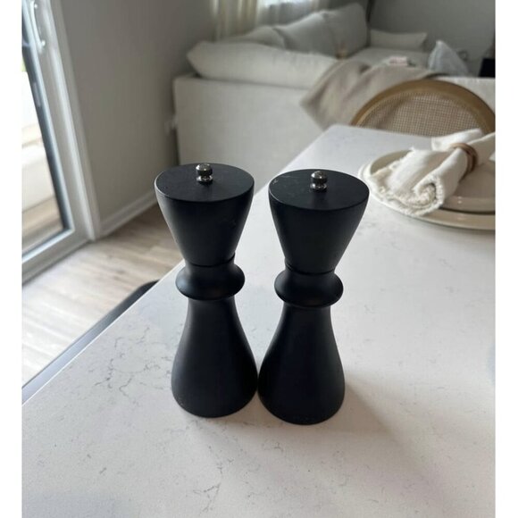 CRATE & BARREL Aster Ebonized Wooden Salt & Pepper Mill Grinder Set in Black - Picture 2 of 4